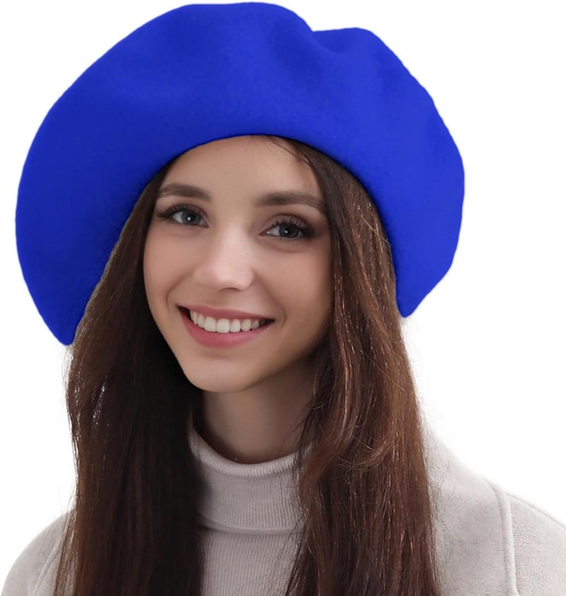 recapitula XXL 100% Wool French White Beret Hats for Women Man Painter hat Classic Painter's Hat Girl Solid Color Classic - Image 1